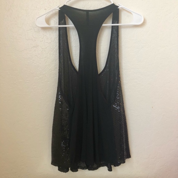 Cocolove Black Sequin Racerback Top Women's Size M - Picture 3 of 6